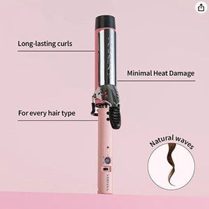 VODANA Professional GlamWave Ceramic Curling Iron, 1.4 inch, Pink